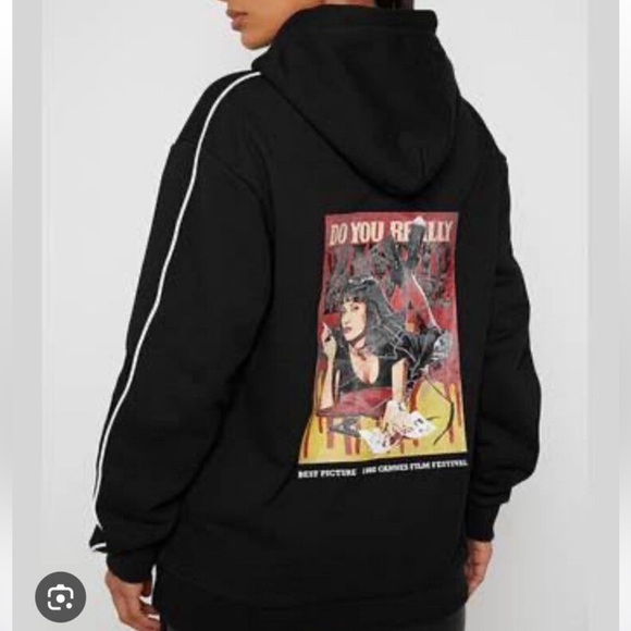 Maniere De Voir Black Pulp Fiction Graphic Hoodie size 6 women - Picture 2 of 8